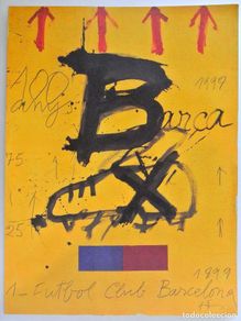 Arte: Rara Impresión Litográfica CENTENARIO FUTBOL CLUB BARCELONA 1899-1999 100 Anys, 28x21 cm